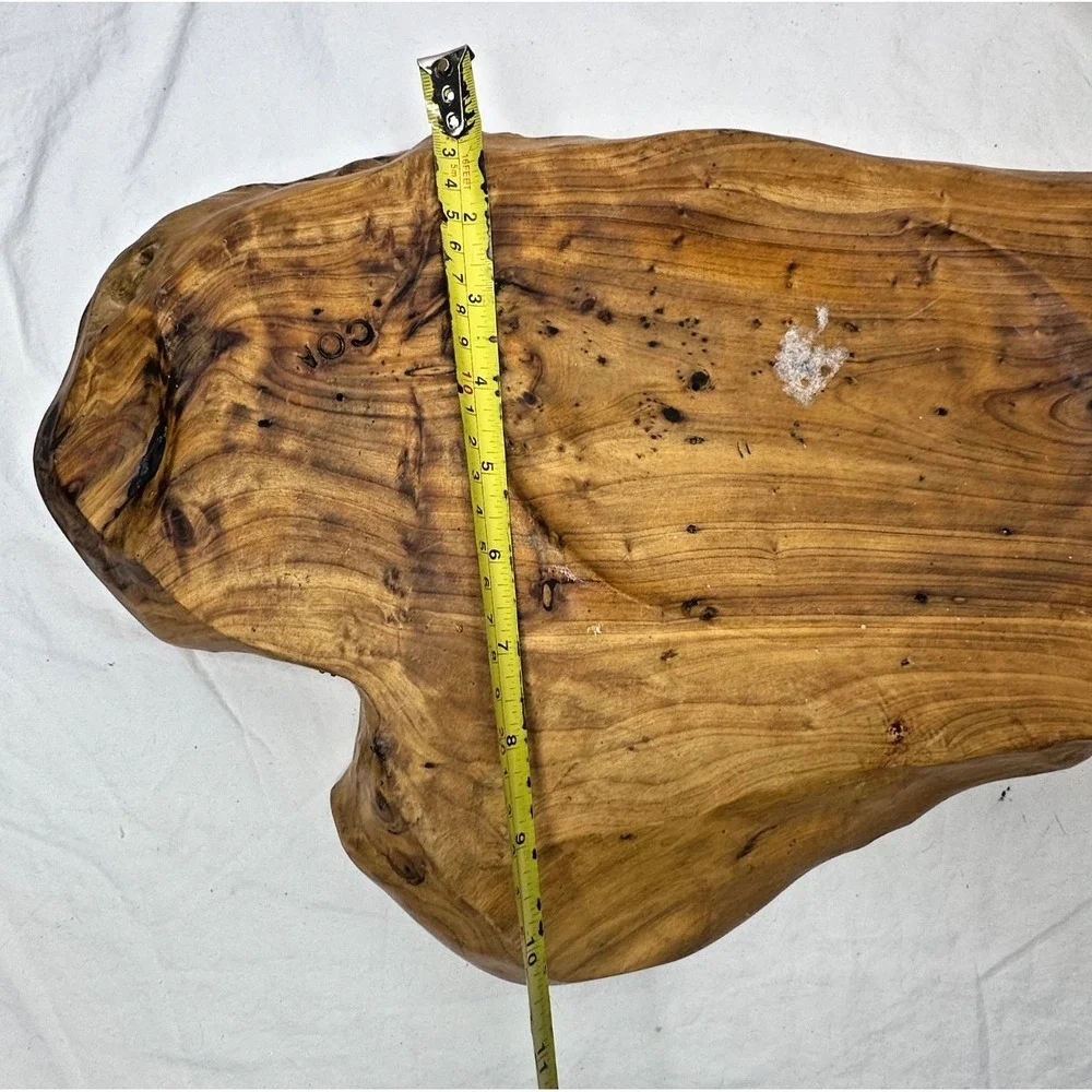 Burl Wood tree Root Bowl Tray Signed COA Free Form Live Edge Lg 10